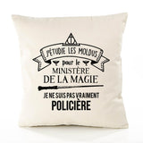 Housse de Coussin Premium policière Grand cru - Coton Canvas Fairtrade Beige Idée Cadeau Décoration Canapé