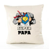 Housse de Coussin Premium Super Papa - Coton Canvas Fairtrade Beige Idée Cadeau Décoration Canapé