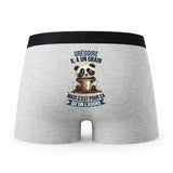 Caleçon Gregoire Panda Grain - Humour Boxer Gris Idée Cadeau