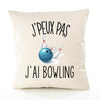 Housse de Coussin Premium Bowling Version Blanc - Coton Canvas Fairtrade Beige Idée Cadeau Décoration Canapé