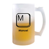 Verre à Bière Manuel Lettre | Chope de Bière Pinte | Idée Cadeau Prénom Anniversaire Papa Collègue Départ Retraite Noël