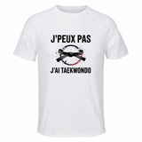 Maillot de Sport Homme Taekwondo J'peux Pas - T-Shirt Respirant Polyester Manches Courtes - Cadeau Sportif Anniversaire Noël Fête des Pères