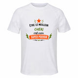 Maillot de Sport Homme Meilleur Cheri Super Pouvoir Cadeau Anniversaire Noël Fête des Pères T-Shirt Respirant Polyester