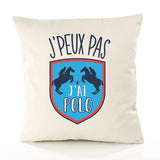Housse de Coussin Premium Polo Version Blanc - Coton Canvas Fairtrade Beige Idée Cadeau Décoration Canapé