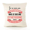 Housse de Coussin Premium esthéticienne Superwomen - Coton Canvas Fairtrade Beige Idée Cadeau Décoration Canapé