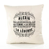 Housse de Coussin Premium Alexia Déesse légende Noire - Coton Canvas Fairtrade Beige Idée Cadeau Décoration Canapé