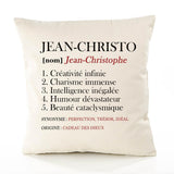 Housse de Coussin Premium Jean-Christophe Définition - Coton Canvas Fairtrade Beige Idée Cadeau Décoration Canapé 40x40