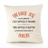 Housse de Coussin Premium Une Marie-José Aussi géniale - Coton Canvas Fairtrade Beige Idée Cadeau Décoration Canapé