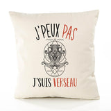 Housse de Coussin Premium Verseau Version Blanc - Coton Canvas Fairtrade Beige Idée Cadeau Décoration Canapé