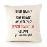 Housse de Coussin Premium Marie-Françoise ça n'existe Pas - Coton Canvas Fairtrade Beige Idée Cadeau Décoration Canapé