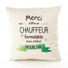 Housse de Coussin Premium Merci Chauffeur Inoubliable - Coton Canvas Fairtrade Beige Idée Cadeau Décoration Canapé