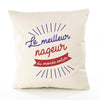Housse de Coussin Premium Nageur Meilleur Monde - Coton Canvas Fairtrade Beige Idée Cadeau Décoration Canapé