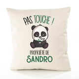 Housse de Coussin Premium Sandro Pas Touche Panda - Coton Canvas Fairtrade Beige Idée Cadeau Décoration Canapé 40x40