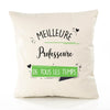 Housse de Coussin Premium Professeure Meilleure Temps Femme - Coton Canvas Fairtrade Beige Idée Cadeau Décoration Canapé