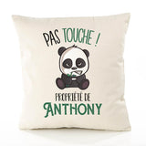 Housse de Coussin Premium Anthony Pas Touche Panda - Coton Canvas Fairtrade Beige Idée Cadeau Décoration Canapé 40x40