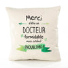 Housse de Coussin Premium Merci Docteur Inoubliable - Coton Canvas Fairtrade Beige Idée Cadeau Décoration Canapé