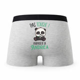 Caleçon Andrea Pas Touche Panda - Humour Boxer Gris Idée Cadeau