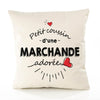 Housse de Coussin Premium Marchande d'amour - Coton Canvas Fairtrade Beige Idée Cadeau Décoration Canapé 40x40