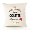 Housse de Coussin Premium Colette d'amour - Coton Canvas Fairtrade Beige Idée Cadeau Décoration Canapé 40x40