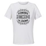 Maillot de Sport Femme Florence Copie Deesse Legende Noire - T-Shirt Respirant Polyester Manches Courtes - Cadeau Sportive Anniversaire Noël Fête des Mères
