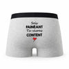 Caleçon Faineant Content - Humour Boxer Gris Idée Cadeau