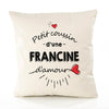 Housse de Coussin Premium Francine d'amour - Coton Canvas Fairtrade Beige Idée Cadeau Décoration Canapé 40x40