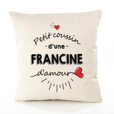 Housse de Coussin Premium Francine d'amour - Coton Canvas Fairtrade Beige Idée Cadeau Décoration Canapé 40x40