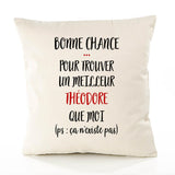 Housse de Coussin Premium Théodore ça n'existe Pas Homme - Coton Canvas Fairtrade Beige Idée Cadeau Décoration Canapé