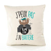 Housse de Coussin Premium Batterie Musique Version Blanc - Coton Canvas Fairtrade Beige Idée Cadeau Décoration Canapé