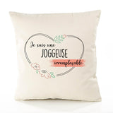 Housse de Coussin Premium Joggeuse irremplaçable - Coton Canvas Fairtrade Beige Idée Cadeau Décoration Canapé 40x40