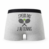 Caleçon Tennis - Humour Boxer Gris Idée Cadeau Passion