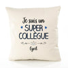 Housse de Coussin Premium Cyril Un Super Collègue - Coton Canvas Fairtrade Beige Idée Cadeau Décoration Canapé