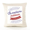 Housse de Coussin Premium médecin Meilleure Monde - Coton Canvas Fairtrade Beige Idée Cadeau Décoration Canapé