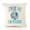 Housse de Coussin Premium mosaïque Version Blanc - Coton Canvas Fairtrade Beige Idée Cadeau Décoration Canapé