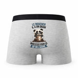 Caleçon Le Boucher Panda Grain - Humour Boxer Gris Idée Cadeau