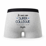 Caleçon Angelo Un Super Collègue - Humour Boxer Gris Idée Cadeau