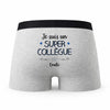 Caleçon Emile Un Super Collègue - Humour Boxer Gris Idée Cadeau