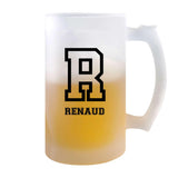 Verre à Bière Renaud Lettre Sport | Chope de Bière Pinte | Idée Cadeau Prénom Style Basket Université Anniversaire Papa Collègue Départ Retraite Noël