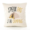 Housse de Coussin Premium Camping Version Blanc - Coton Canvas Fairtrade Beige Idée Cadeau Décoration Canapé