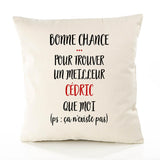 Housse de Coussin Premium Cédric ça n'existe Pas Homme - Coton Canvas Fairtrade Beige Idée Cadeau Décoration Canapé