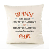 Housse de Coussin Premium Une Armelle Aussi géniale - Coton Canvas Fairtrade Beige Idée Cadeau Décoration Canapé