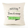 Housse de Coussin Premium Femme De Ménage Meilleure Temps Femme - Coton Canvas Fairtrade Beige Idée Cadeau Décoration Canapé