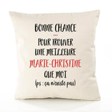 Housse de Coussin Premium Marie-Christine ça n'existe Pas - Coton Canvas Fairtrade Beige Idée Cadeau Décoration Canapé