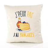 Housse de Coussin Premium Pancakes Version Blanc - Coton Canvas Fairtrade Beige Idée Cadeau Décoration Canapé
