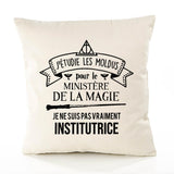 Housse de Coussin Premium institutrice Grand cru - Coton Canvas Fairtrade Beige Idée Cadeau Décoration Canapé 40x40