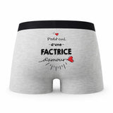 Caleçon Factrice d'amour - Humour Boxer Gris Idée Cadeau
