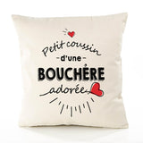 Housse de Coussin Premium Bouchere d'amour - Coton Canvas Fairtrade Beige Idée Cadeau Décoration Canapé 40x40