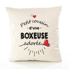 Housse de Coussin Premium Boxeuse d'amour - Coton Canvas Fairtrade Beige Idée Cadeau Décoration Canapé 40x40