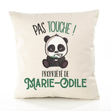 Housse de Coussin Premium Marie-Odile Pas Touche Panda - Coton Canvas Fairtrade Beige Idée Cadeau Décoration Canapé 40x40