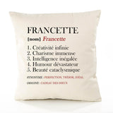 Housse de Coussin Premium Francette Définition - Coton Canvas Fairtrade Beige Idée Cadeau Décoration Canapé